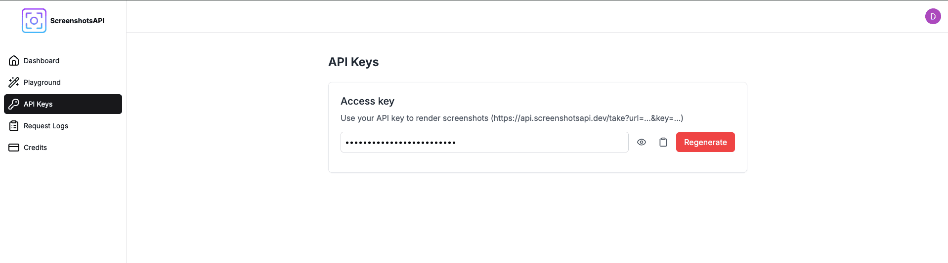 API Key Dashboard